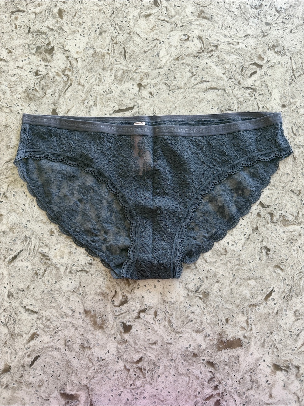 NWT VICTORIA SECRET Lace Bikini Briefs - Dark Gray